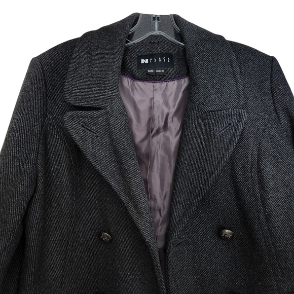 Nygard Black Label Wool Pea Coat M Charcoal Pinstripe Double Breasted - Picture 3 of 11